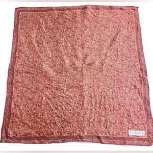 Sally Gee Fall Square Scarf Wrap Red Orange